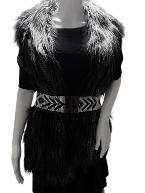 ✦ Chico’s Luxe Gray Faux Fur Vest L/XL ✦ Mob Wife Old Money Aesthetic